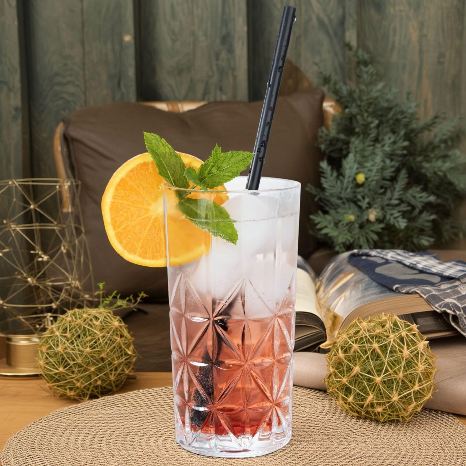 Gläser Set 6 teilig 300ml Trinkgläser modern Cocktailgläser Wassergläser Longdrinkgläser Kristall Optik Coctail Glas Trinkglas groß Water Glasses Longdrink Slush Glass Cup Saftgläser Cocktail