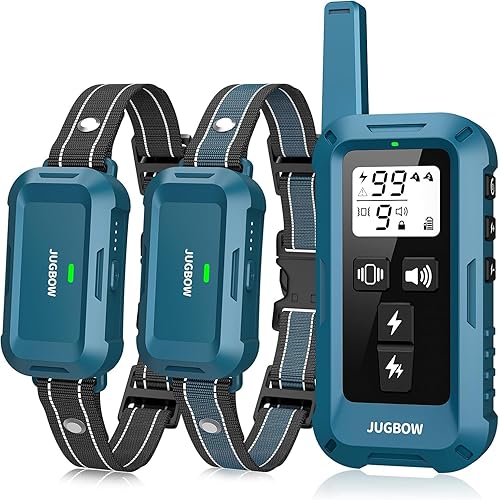 Jugbow Shock Collar for 2 Dogs - 4200FT Dog Training Collars with Remote for Large Medium Small Dogs (10-120lbs), IPX8 Waterproof Rechargeable E-Collar (Blue)