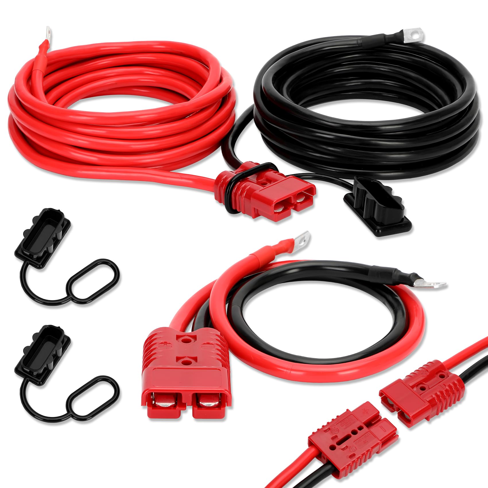 24FT Quick Disconnect Winch Power Cable, 4 Gauge 4 AWG Copper Wiring (Anrain)