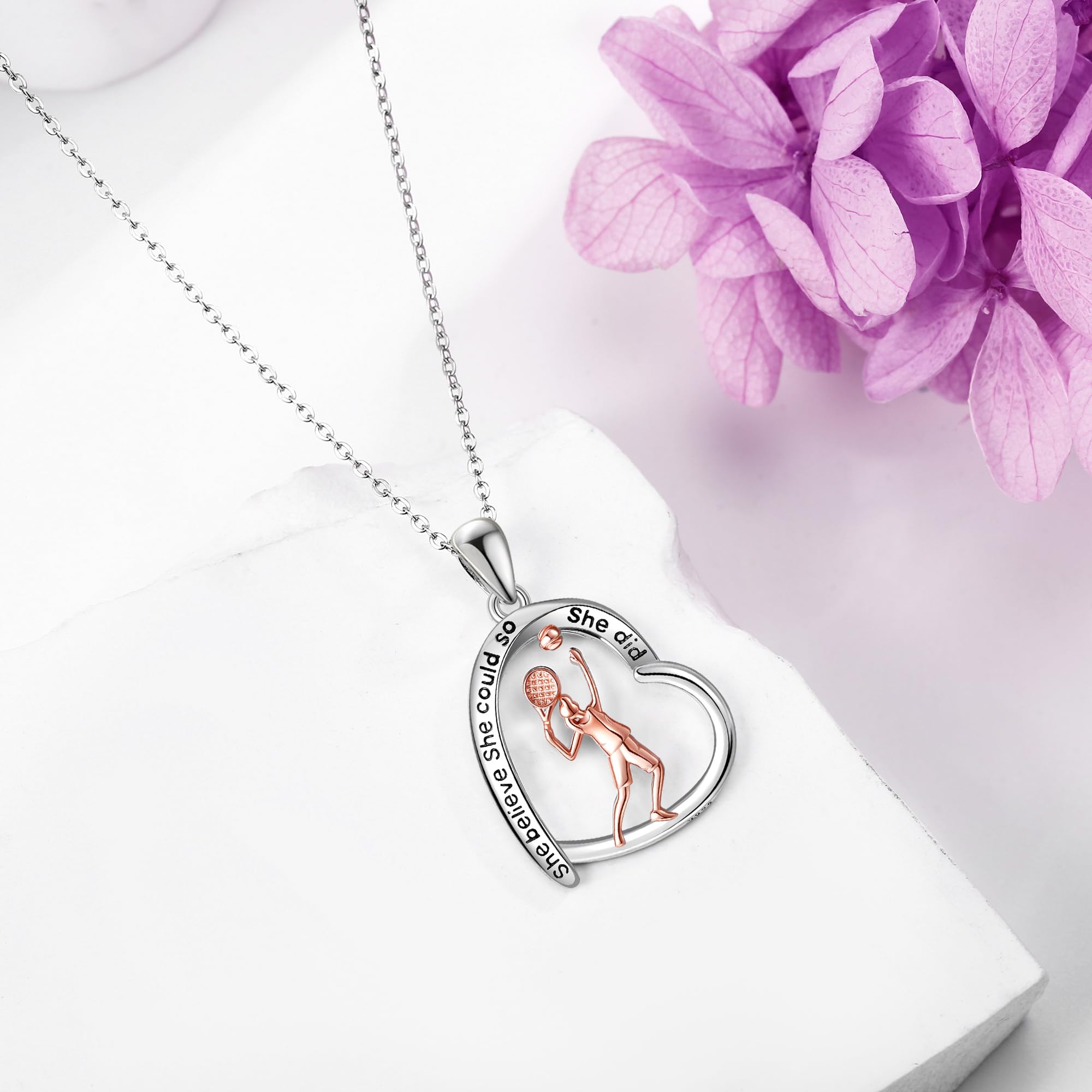 Sterling Silber S925 Ballett/Geiger/Gymnastik/Tennisspieler/Laufende Halskette Musik Schmuck Geschenke für Frauen Mädchen