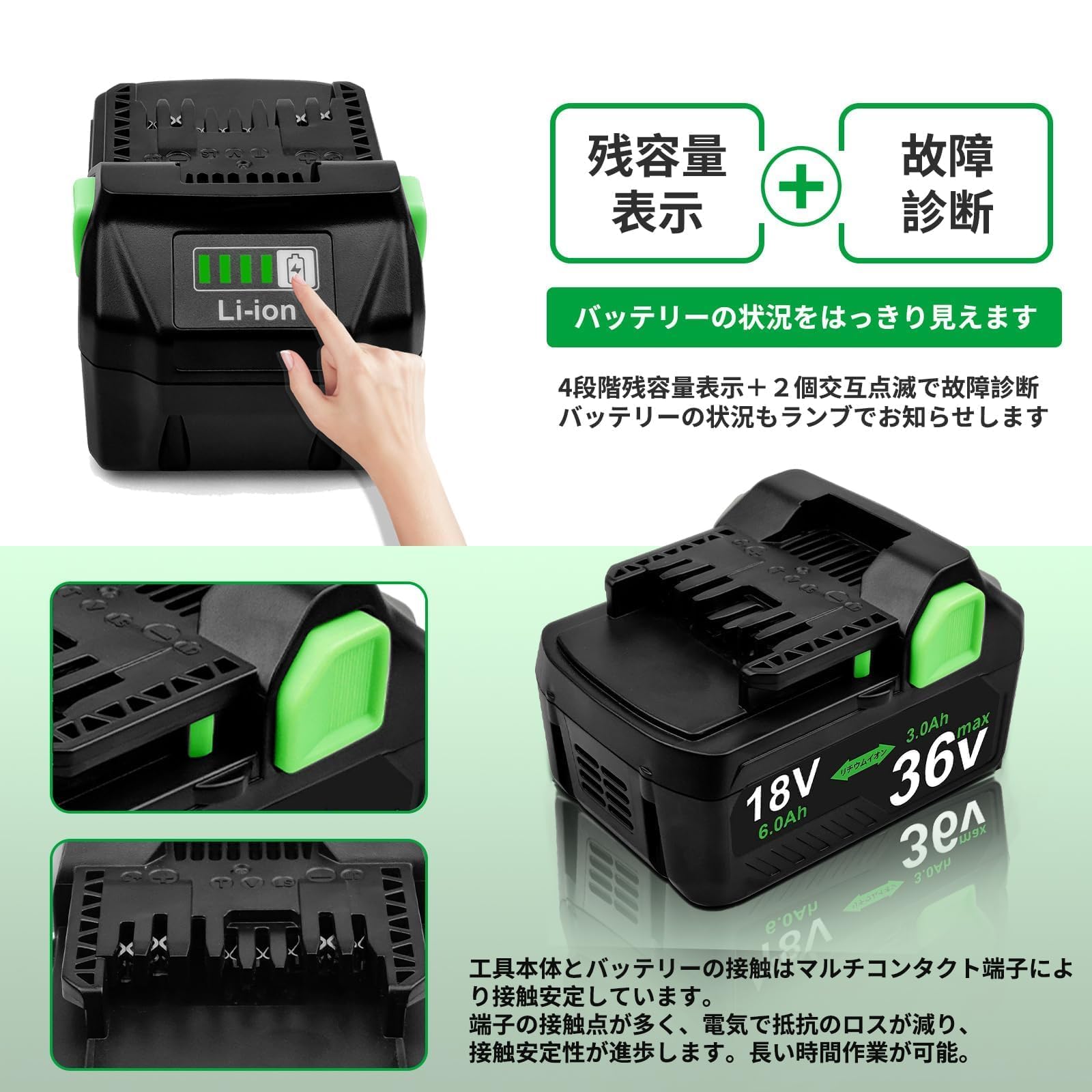 Amazon.co.jp: VANKO 互換 ハイコーキ 36v バッテリー BSL36A18 36v