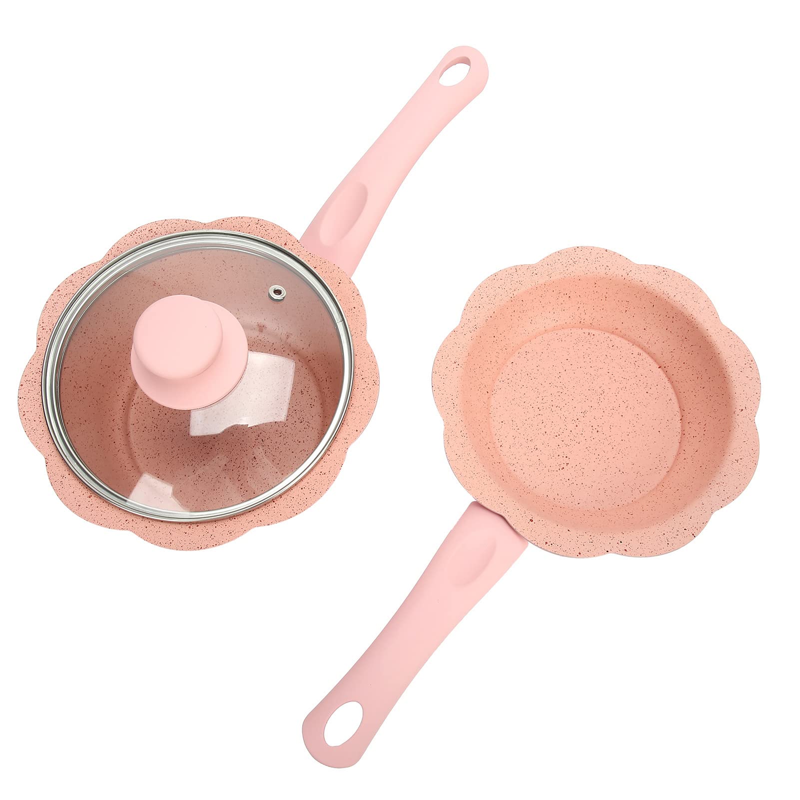 Set di Pentole per Zuppa di Latte, Padella Antiaderente in Alluminio per la Cottura di Alimenti per Bambini, 2 unità, Colore Rosa