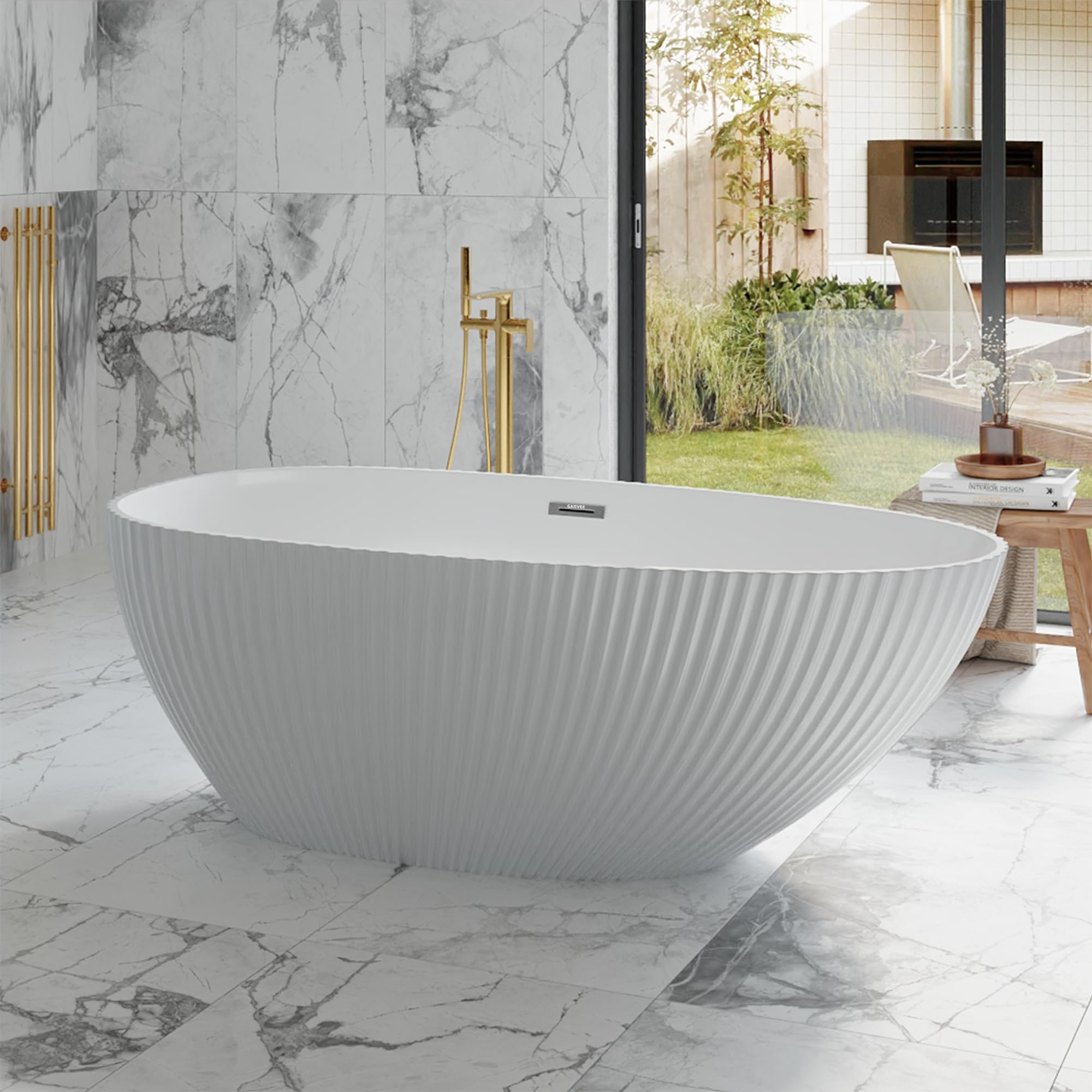 GarveeLife 67 Inch Freestanding Bathtubs, Soaking Tub, Modern Free Standing Bathtub with Integrated Overflow, Deep Ergonomic Design for Spa-Like Relaxation, Acrylic