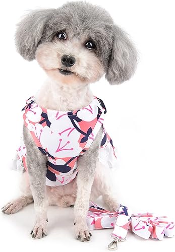 Miniatura 6 de Zunea Conjunto de arnés para niñas pequeñas con correa, sin tirones, chaleco para cachorro, arneses, patrones florales, vestidos de princesa con