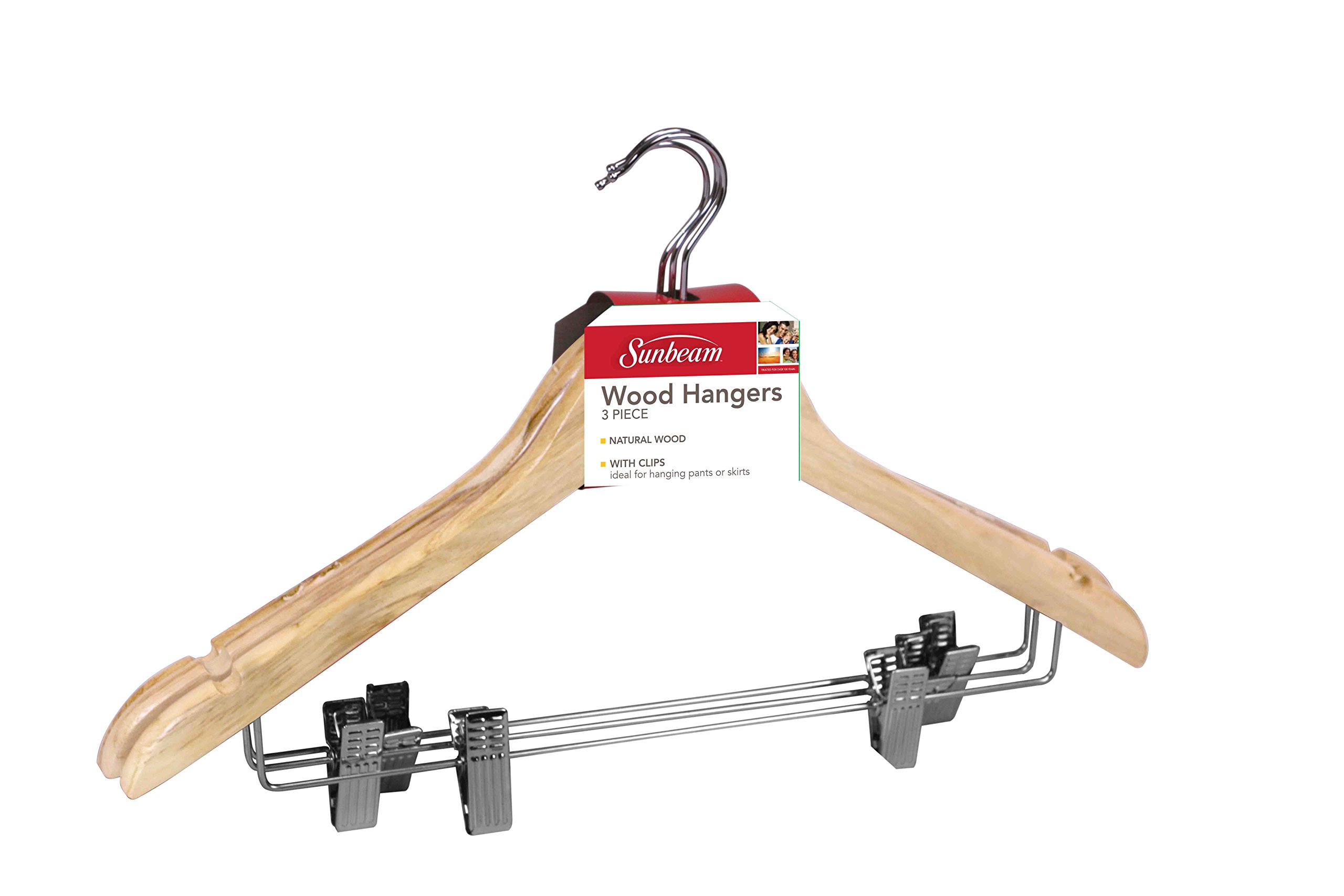 Lot de 24 cintres en bois avec clips naturels Sunbeam Ddi pour penderie