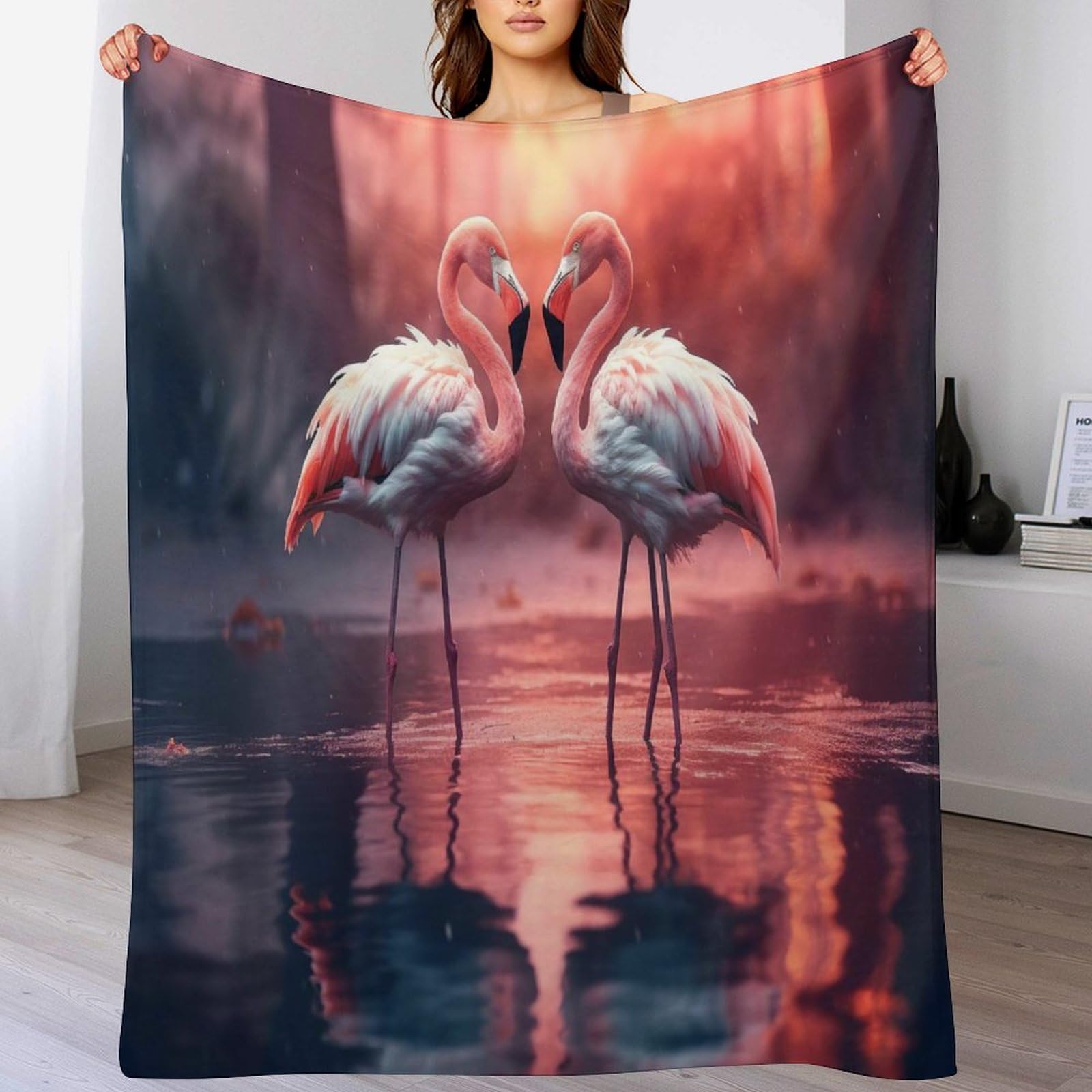 Manta de forro polar de flamenco cálida para sofá y cama 130x150