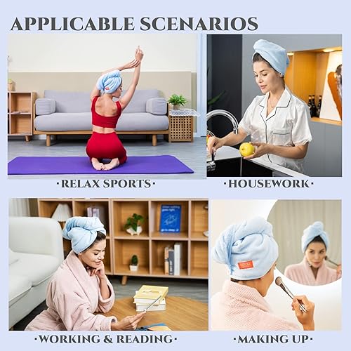 Miniatura 4 de Toalla de microfibra ultraafelpada para mujer de 10x 26pulgadas color morado turbante ultraabsorbente para secar el pelo rizado largo y grueso