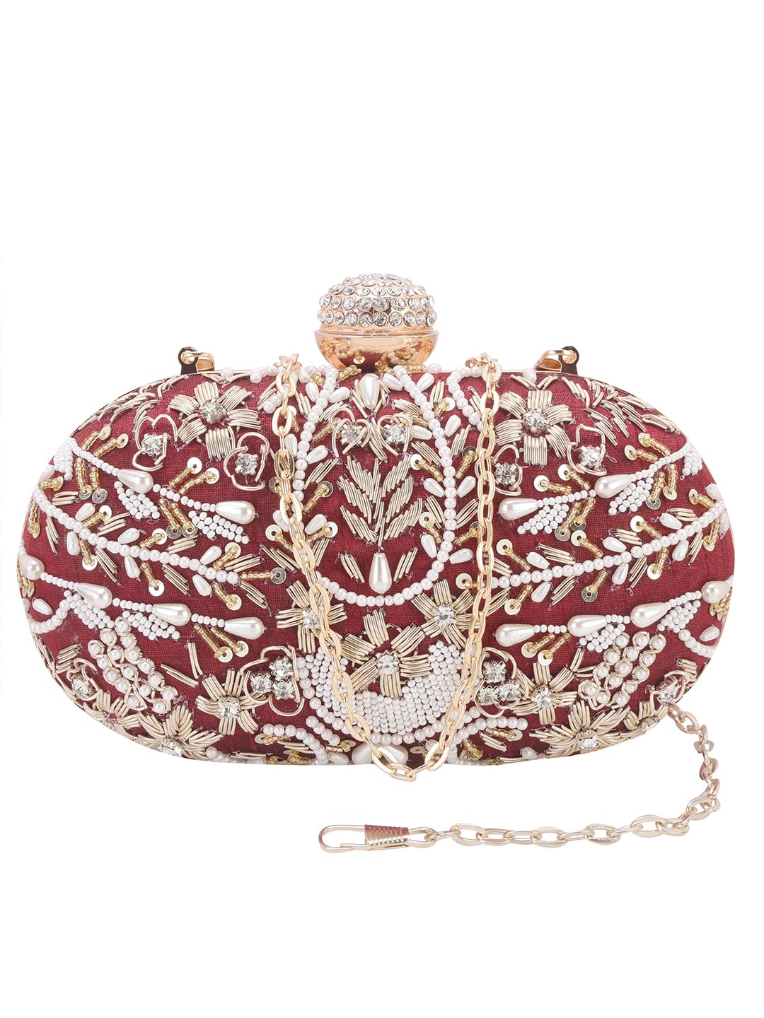 SWISNI Maroon Softy embroidered silk maroon oval clutch II Womens Traditional Designer Clutch For Women & Girls II EMBROIDERED CLUTCHES (B09Z8C41TB) Amazon Price History, Amazon Price Tracker