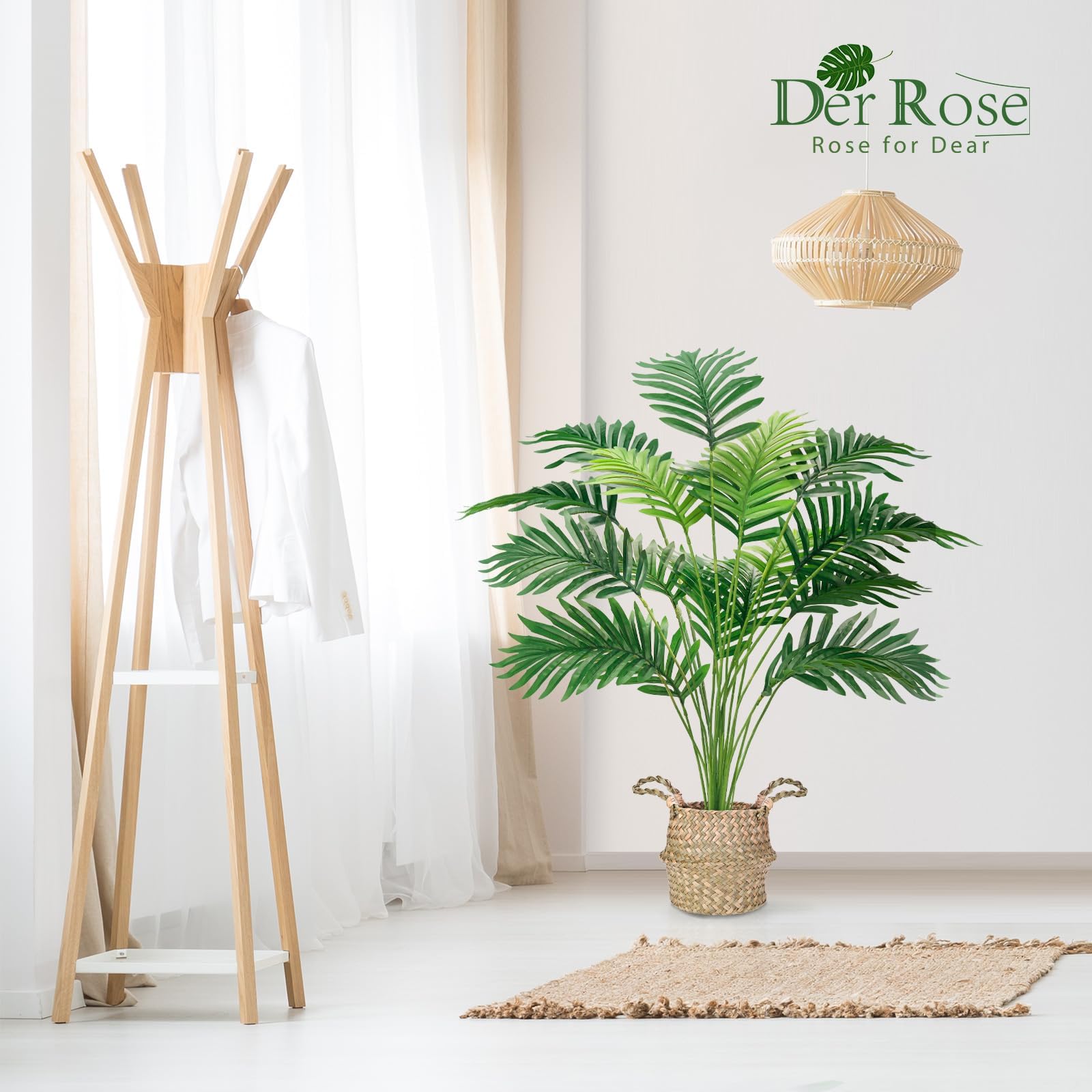 Der Rose Piante artificiali per interni Palma in vaso, 71 cm, pianta finta ideale per la decorazione di soggiorno, camera da letto, ufficio e giardino (1 vaso)