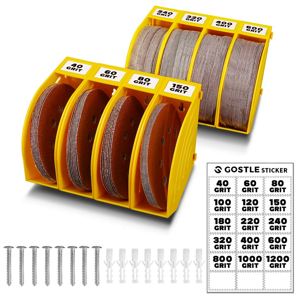 5 Inch Professional Sanding Discs Storage Bins - 8 Bins Set for Efficient Organization, Offset Snap-On Connection, Grit Classification, Space-Saving