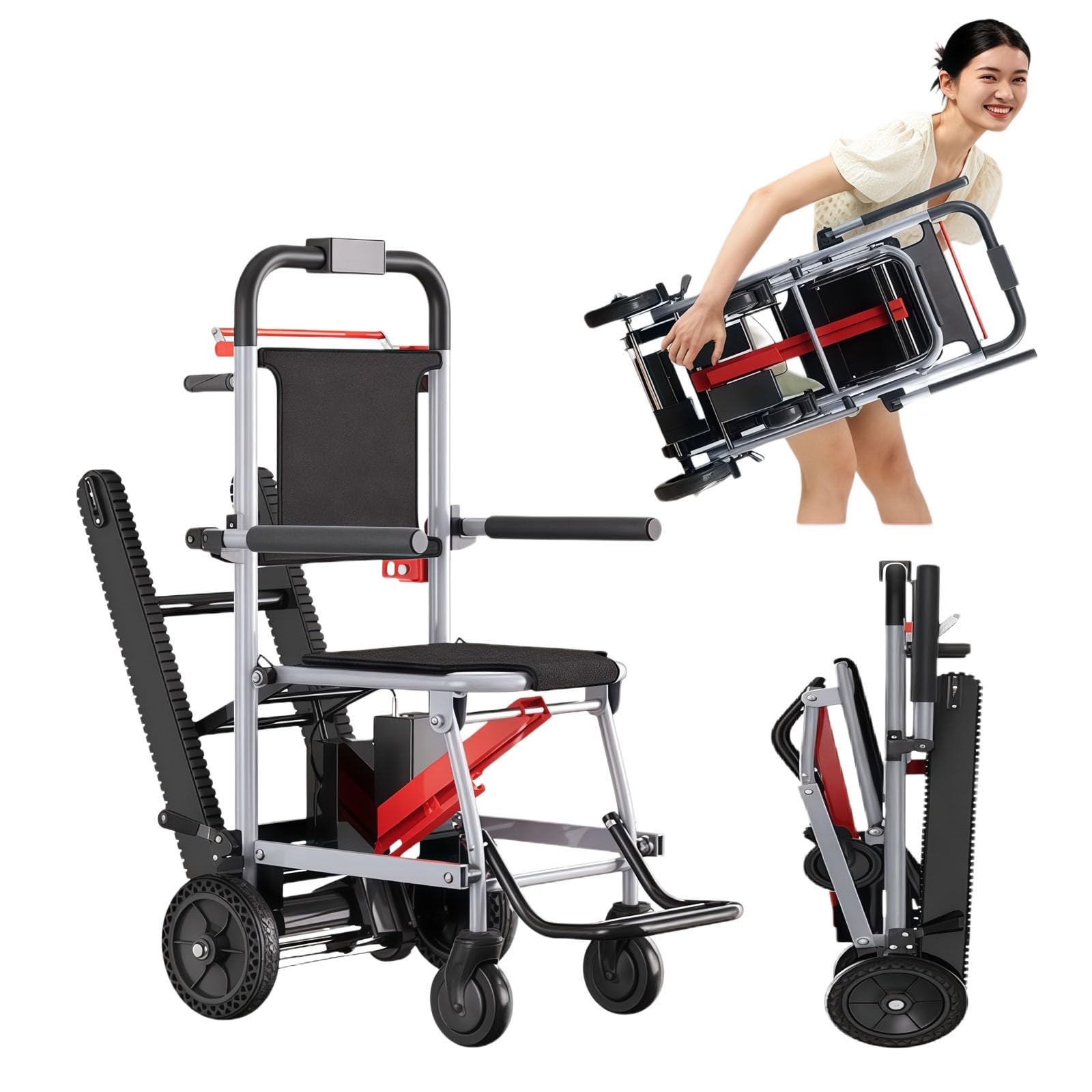 Silla De Ruedas Eléctrica para Subir Escaleras para Adultos,Batería De Litio De Alta Eficiencia De 13 A,Peso De Solo 19,8 Kg,Adecuada para Personas Mayores Y Discapacitadas.