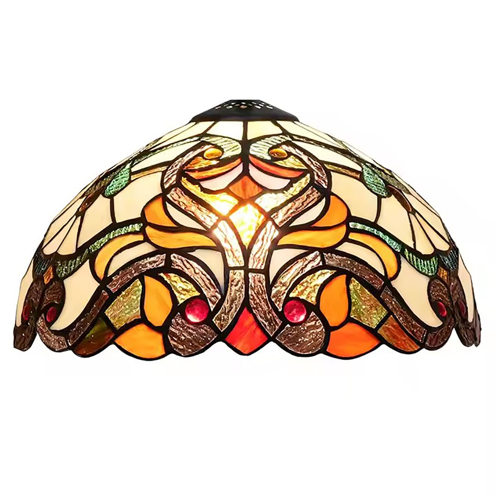 Paralume Barocco di Ricambio per Lampada da Tavolo Lampada a Sospensione Lampada da Soffitto, Paralume in Vetro Colorato Barocco Beige da 12 Pollici in per Lampada da Scrivania