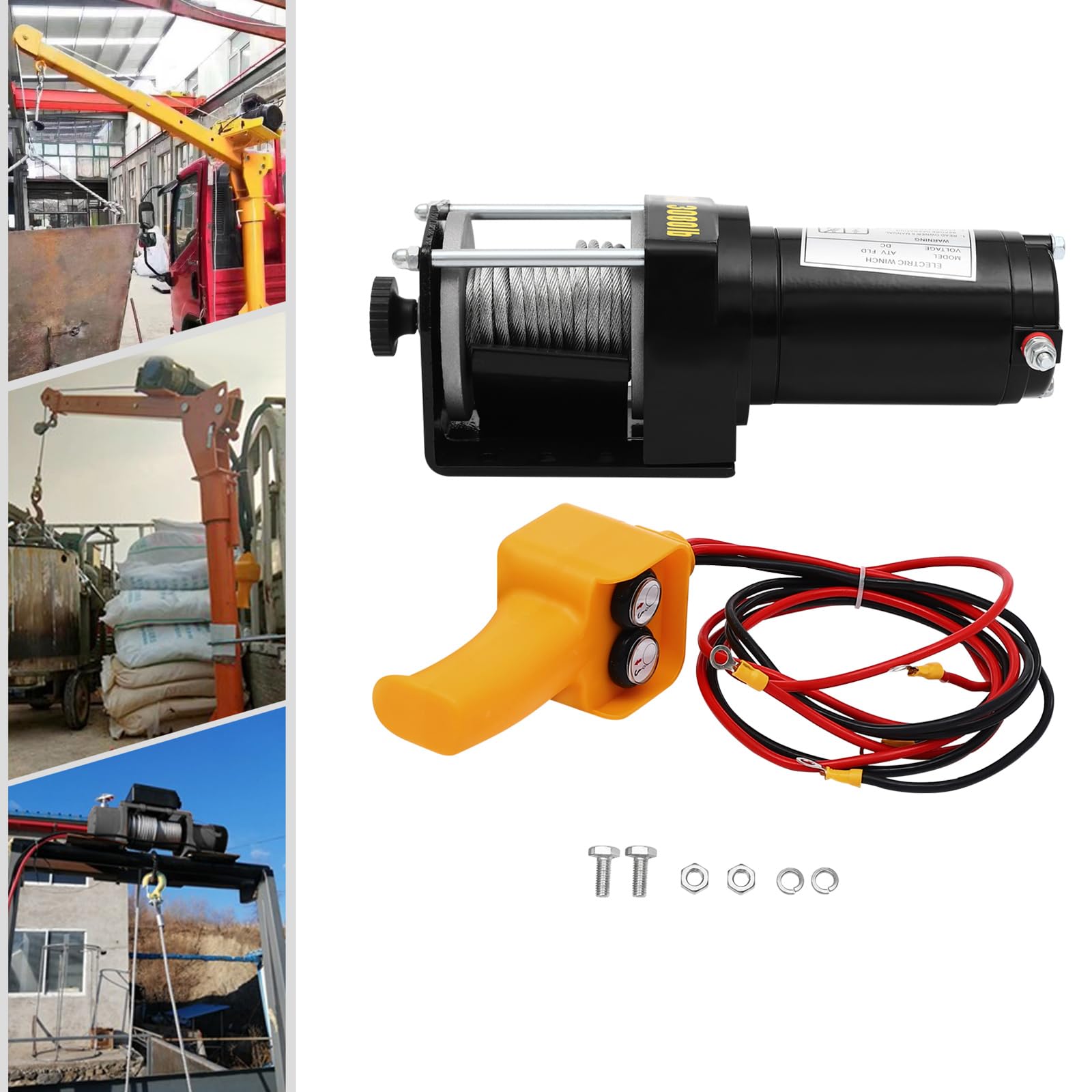 Cabrestante eléctrico potente de 3000 kg, 12 V, con control por cable, para vehículos todoterreno y actividades de rescate, IP54, resistente al agua