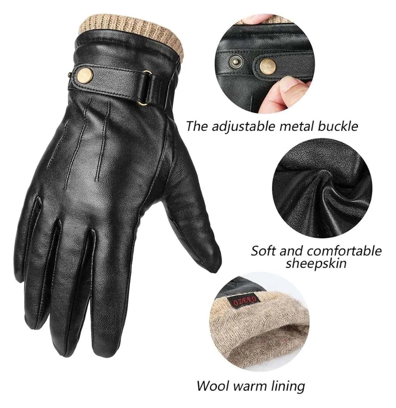 Guanti caldi, guanti invernali da uomo in pelle con touchscreen, termici, regali for papà o marito