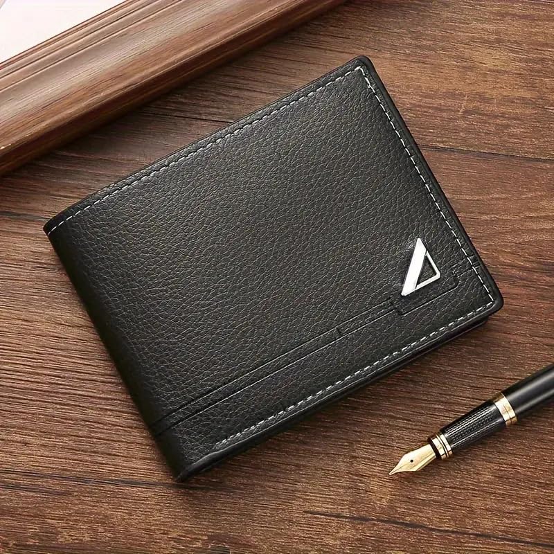 Men's Business Horizontal Short Wallet Money Clip, Fashion Large Capacity PU Leather Wallet4