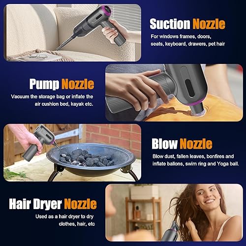 Miniatura 7 de Hayousui Mini aspiradora de 7000 Pa aspiradora de mano y electrónica plumero y bomba de mano con teclado inalámbrico Vac soplador de aire comprimido