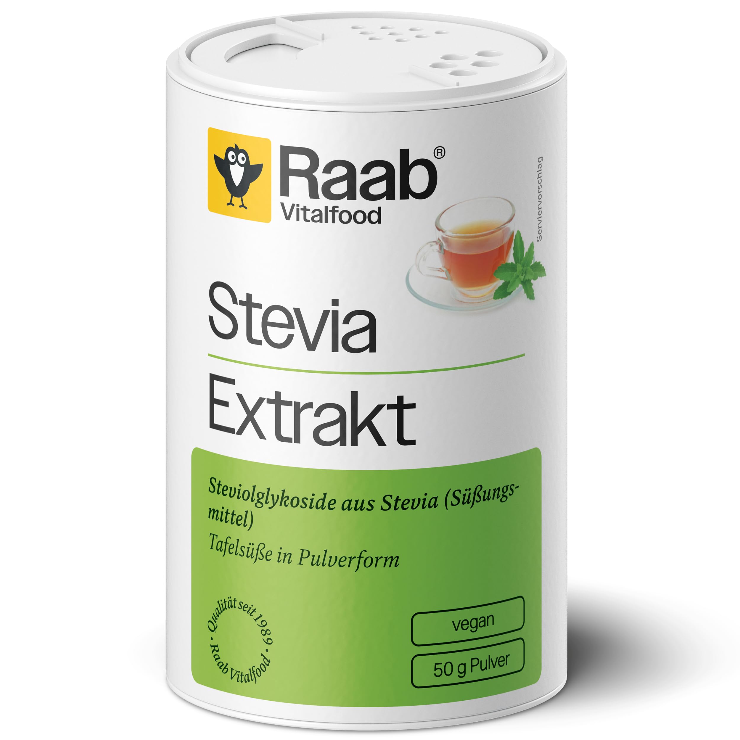 Raab, Dolcificante a base di estratto di stevia in polvere bio, 50g