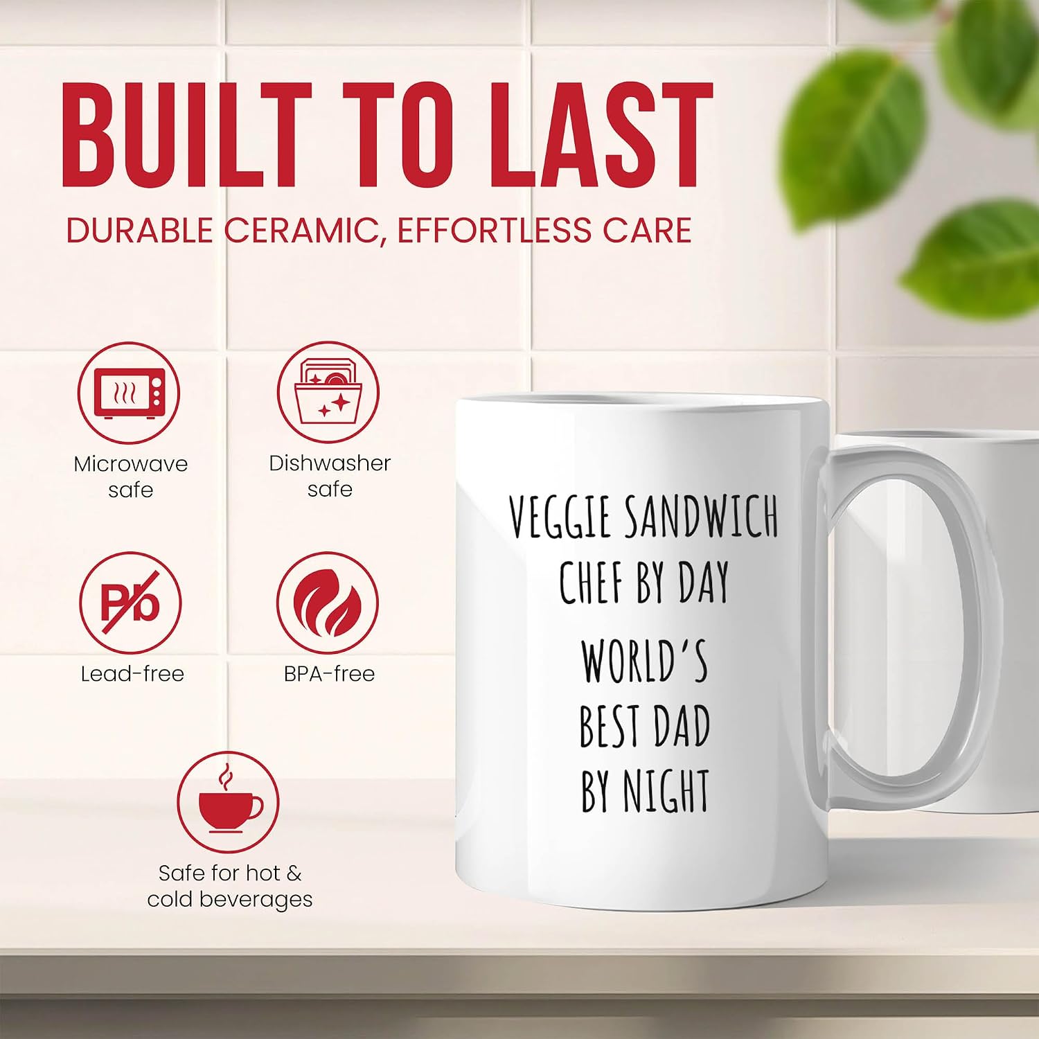 Veggie Sandwich Dad Chef Mug - Plant Based Expert Coffee Cup - Healthy Funny Gift From - Tea Mugs - Cups - 11 Oz Ceramic Gifts For Home Cooks, Birthday, Him, Her, Class, Prep image 4
