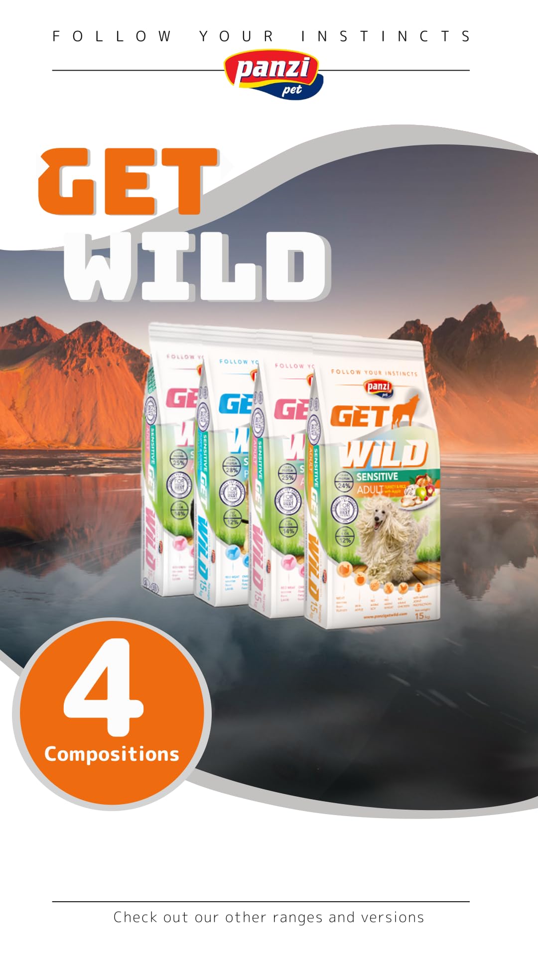 Get Wild - Hipoalergiczna karma dla psów - Przeciw wrażliwym żołądku/jelitom - bez kurczaka - indyk - 15 kg