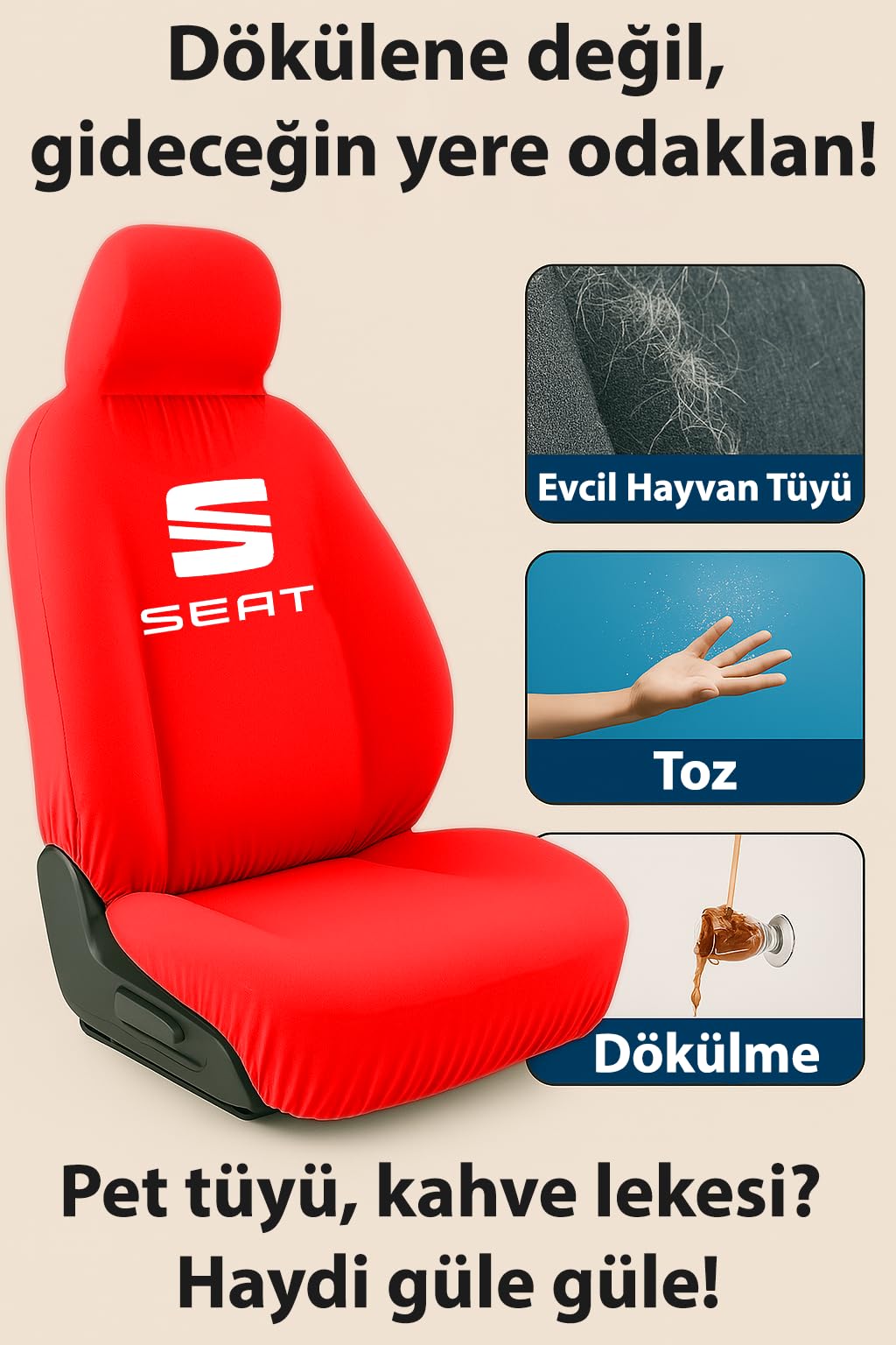 Konfor ve uyumu bir araya getiren Seat Felicia ile uyumlu oto koltuk kilifi size ozel Kırmızı