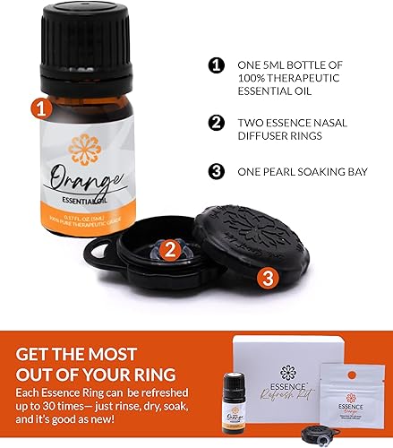 Vista 106 de Essence - Difusor nasal de aromaterapia portátil, anillo de nariz de aceite esencial de limón, inhalador de silicona para apoyo al estrés