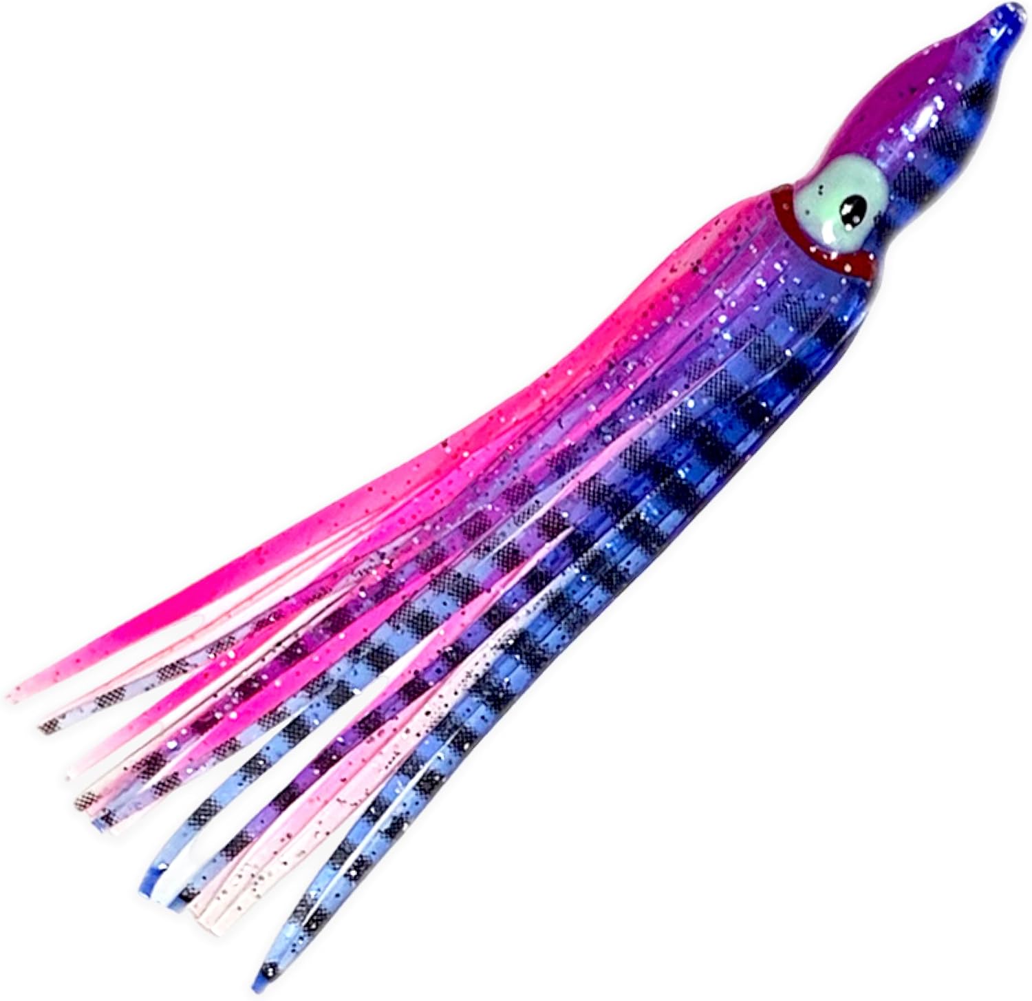 4.75" Hoochie Squid Skirts, 40 Pcs Pink/Purple Tiger Color, for Saltwater & Freshwater Trolling, Includes Soft Plastic Bodies, Ideal for Salmon, Tuna, Mahi & Offshore Game Fishing