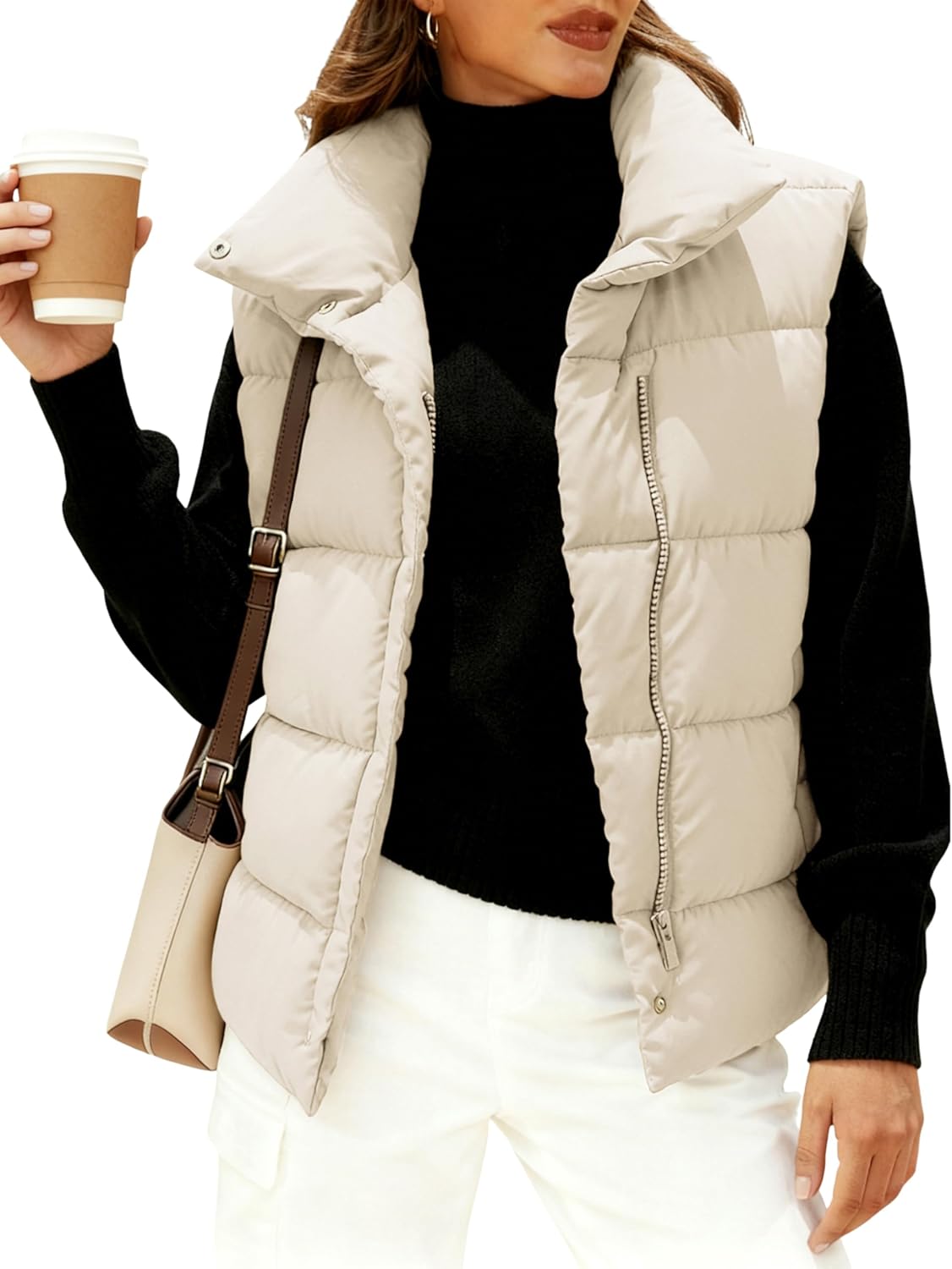 EsheSy Women's Puffer Vest Zip Up Sleeveless Lightweight Stand Collar Padded Gilet