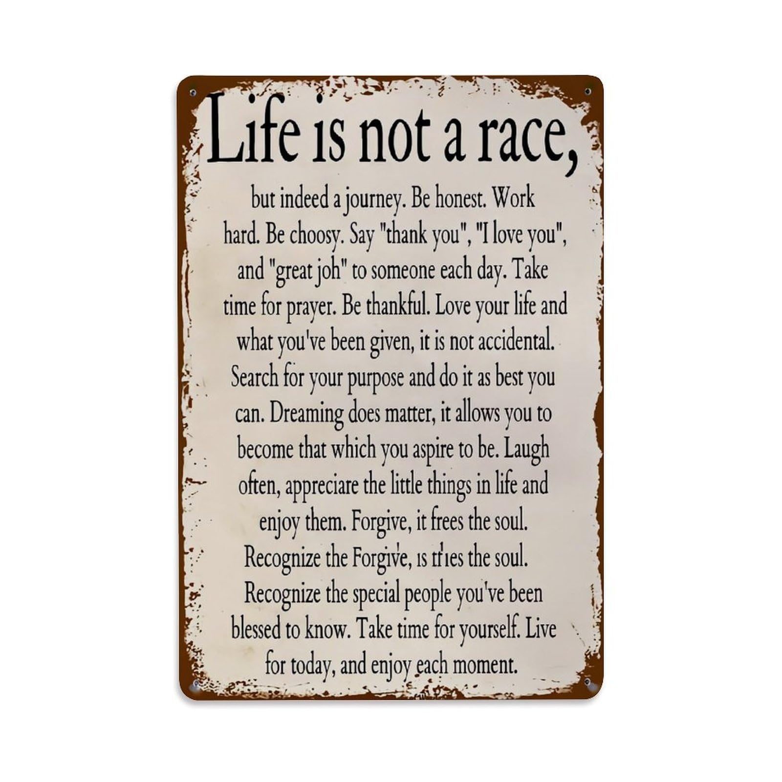 Life Is Not A Race Retro Metal Tin Sign, Vintage Decor Art Poster for Bar, Home, Man Cave, Kitchen, Laundry Room Gift 8x12Inch