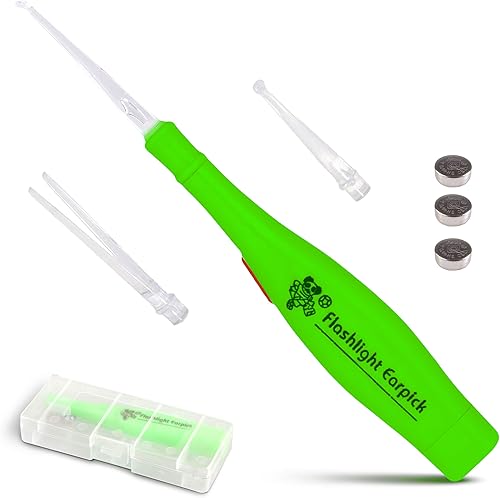 Herramienta de eliminación de cera para el oído con luz y estuche de almacenamiento linterna removedor de cera para oídos kit con luz LED para niños
