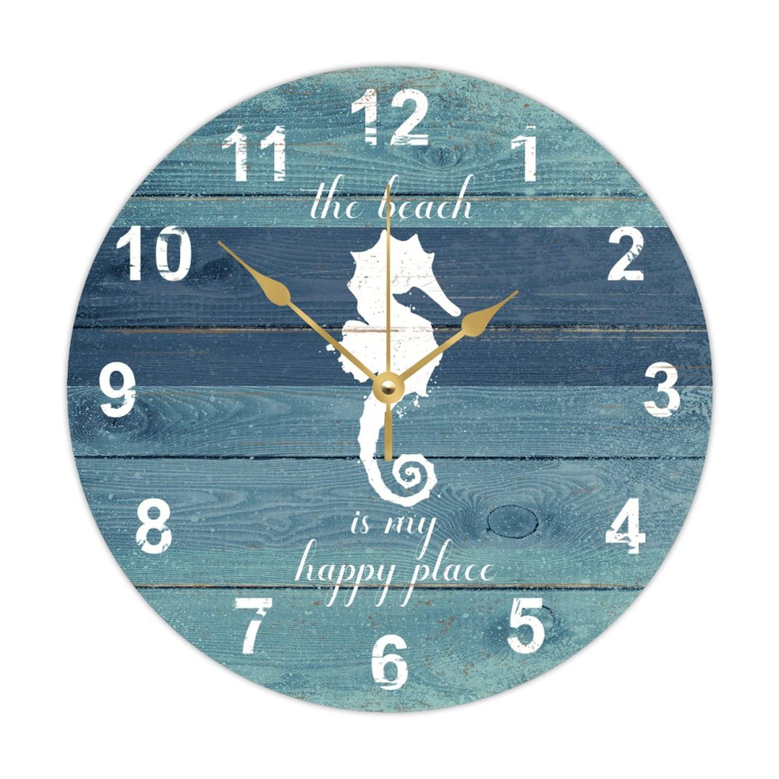 Horloge murale de plage The Beach Is My Happy Place en bois pour s'évader au quotidien