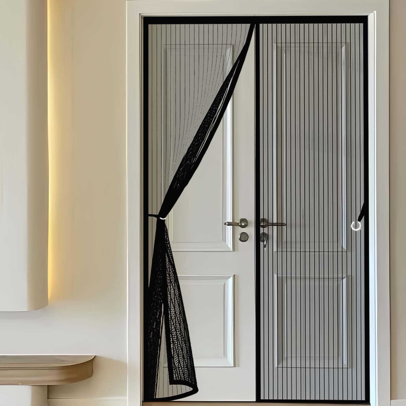 Magnetic Fly Screen for Doors 100x210cm(WidthxHigh) Durable, Keeps Bugs Out, Kid and Pet Friendly Magnet Fly Screen Door Insect Protection Hundreds of Sizes, Lets Fresh Air in, Black