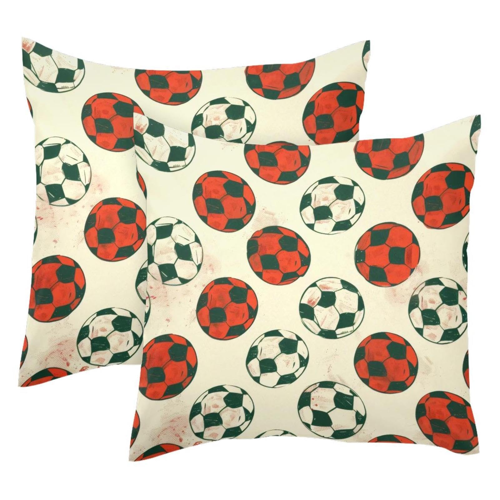 Housse de coussin velours football motif grunge luxe 50x50
