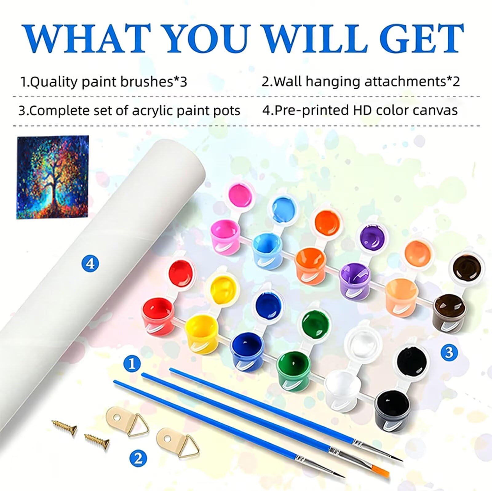 Peinture Numero Adulte Arbre Peinture Numéro Bleu DIY Coloriage par Numero Adulte 90x180cm avec Pinceaux et Acryliques, Sans Cadre, Kit Activité Manuelle Pour Décoration Été Maison Salon, Cadeau RB-9