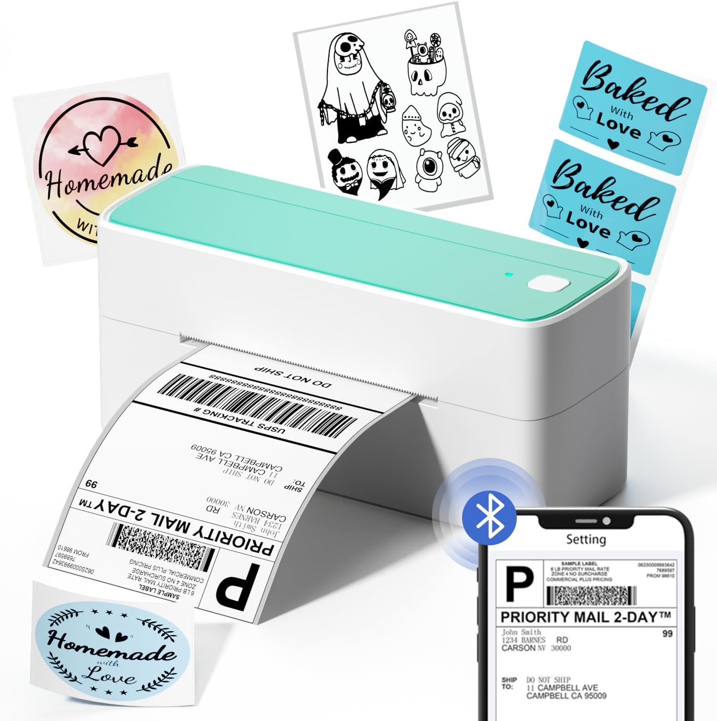 Phomemo Bluetooth Thermal Shipping Label Printer, 241BT