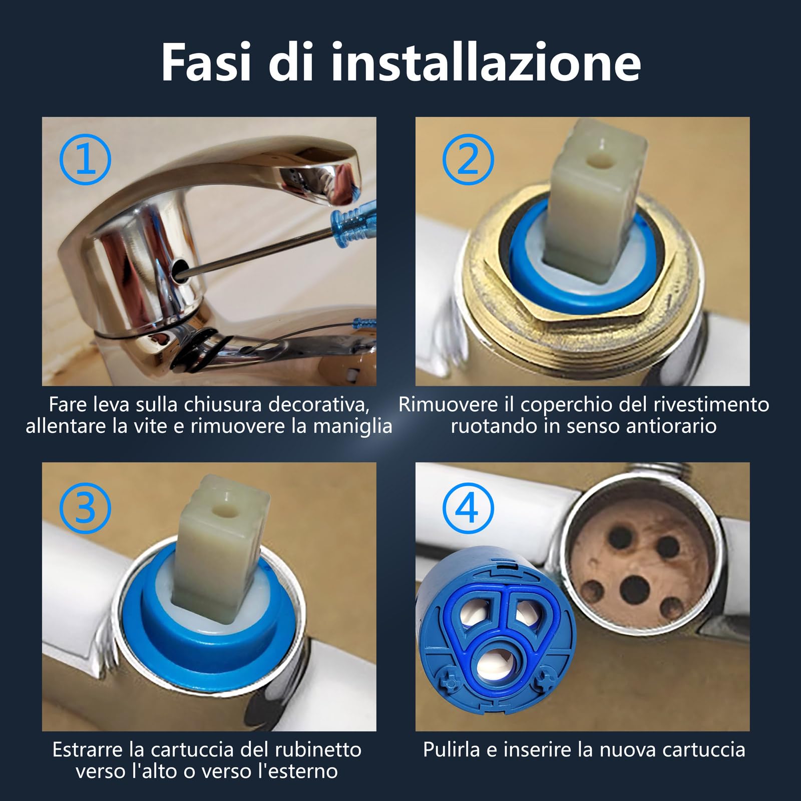 Cartrid Ceic de 40 mm de repuesto para grifo de una sola palanca, válvula de disco para cocina, fregadero, un baño y fácil de instalar