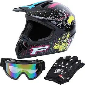 Samger DOT Capacete Offroad Adulto Capacete Motocross Dirt Bike ATV Motocicleta Capacete Luvas Óculos de Proteção Compatível com FMVSS 218