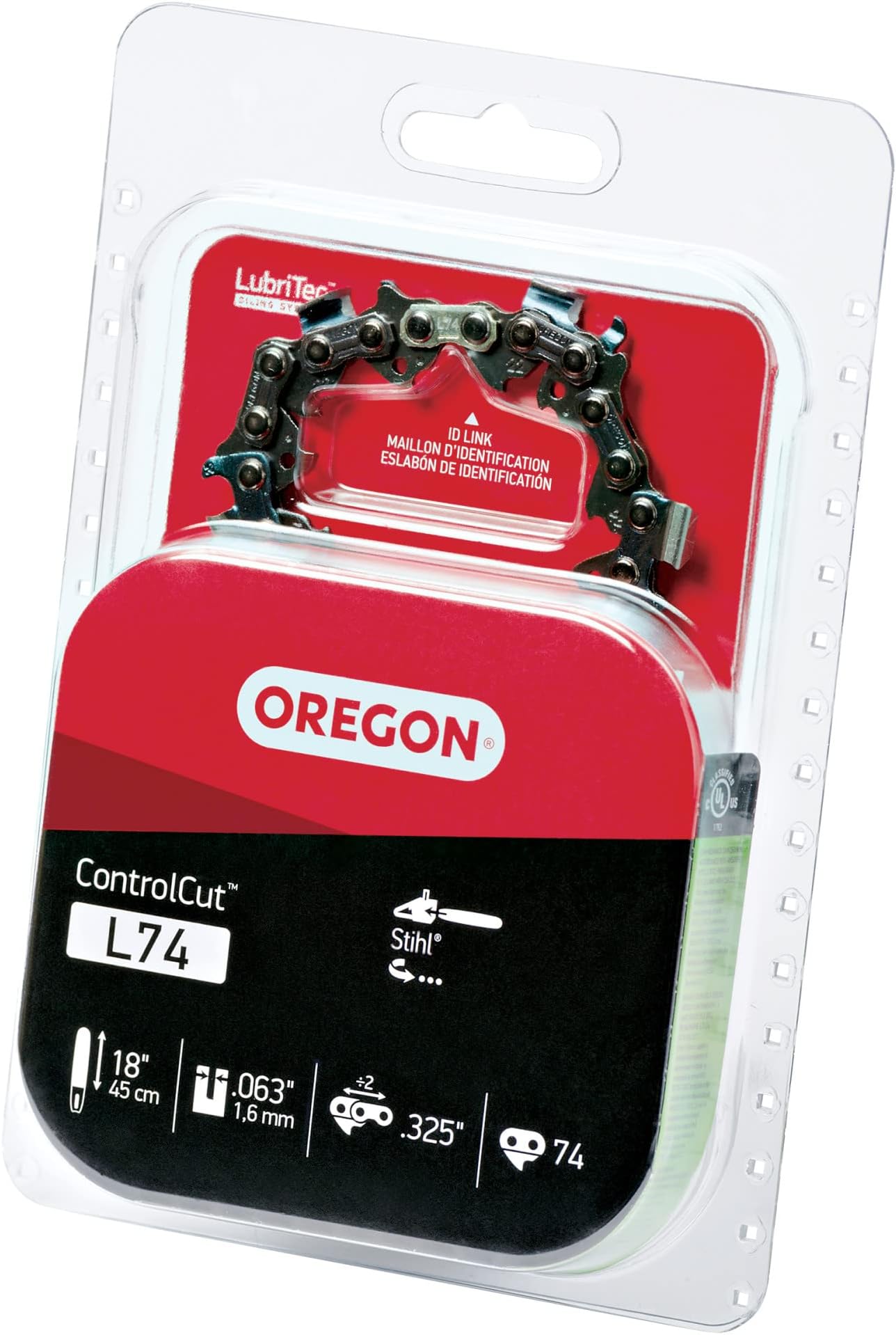 L74 ControlCut Replacement Chainsaw Chain for 18-Inch Guide Bar, 74 Drive Links, Pitch: .325", .063" Gauge, Fits Stihl Models with 18" Bars and .325" Sprockets Gray