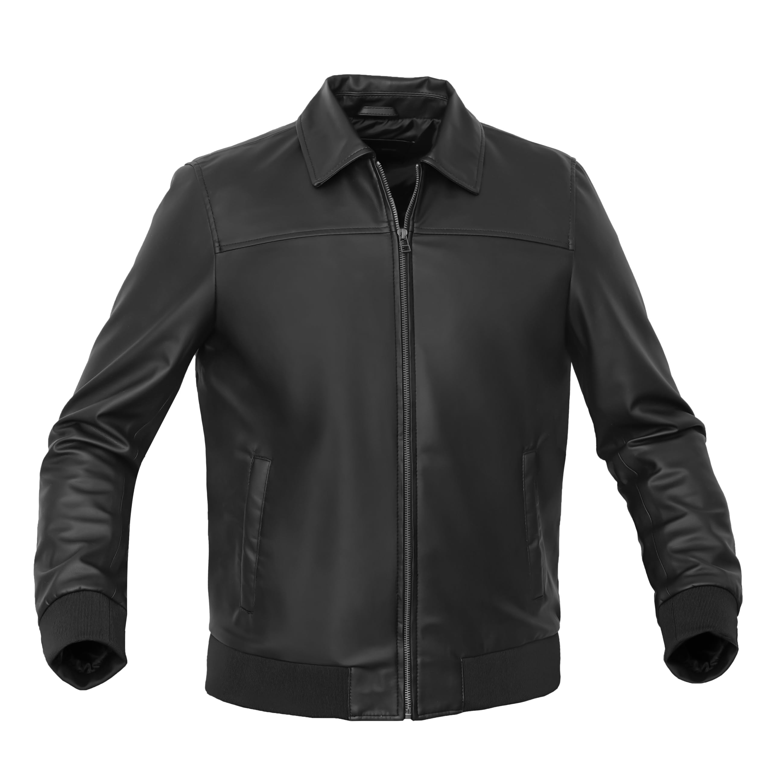 Daniel Smart Men's Leather Jacket Motorcycle Casual Faux Leather Outwear | Zip Up, PU Faux Leather, Classic Style, Motorcycle Biker Design, Comfortable Fit, Functional Pockets, Casual Outwear