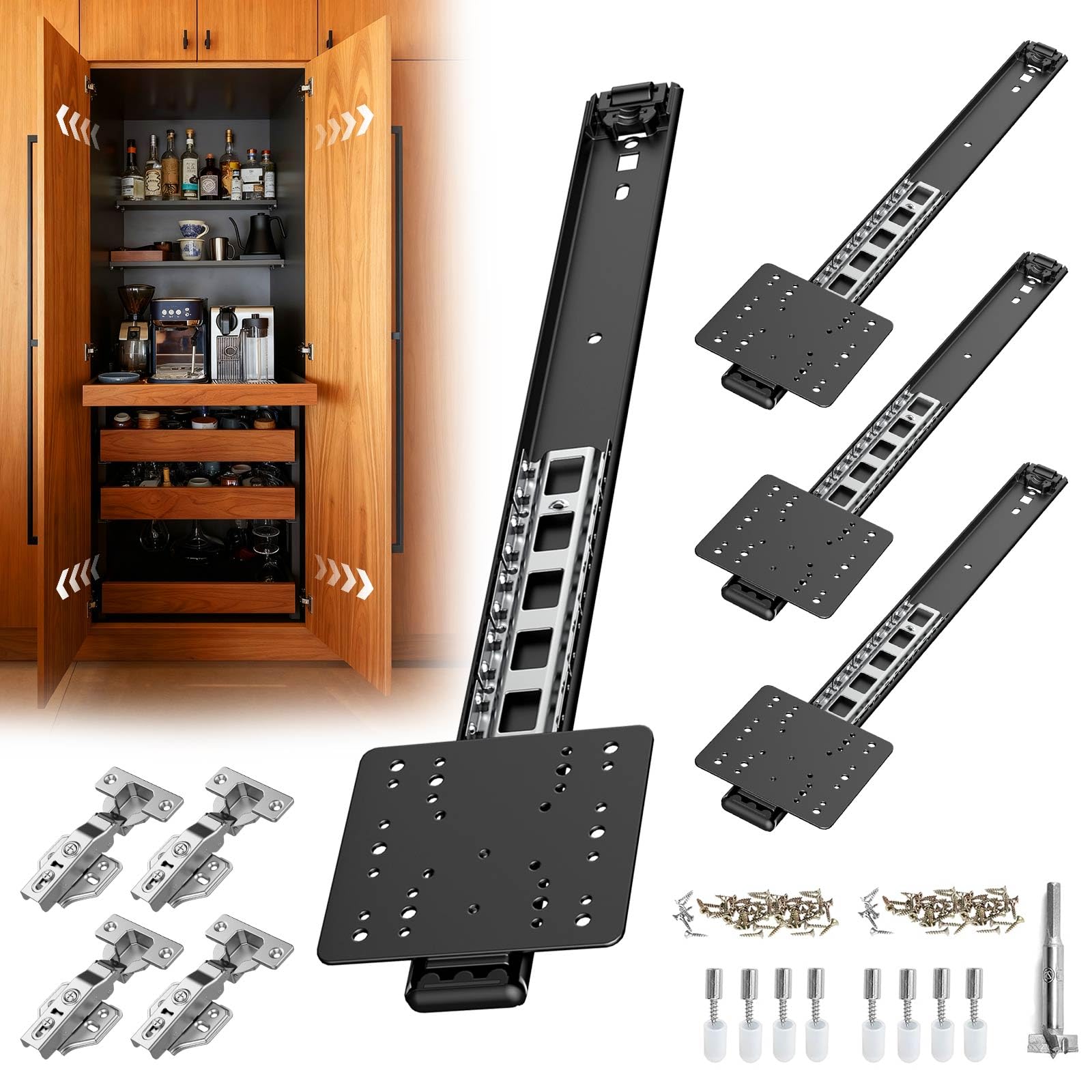 Pocket Door Hardware 16in Sliding Kit for Cabinet Wardrobe Doors 4PCS