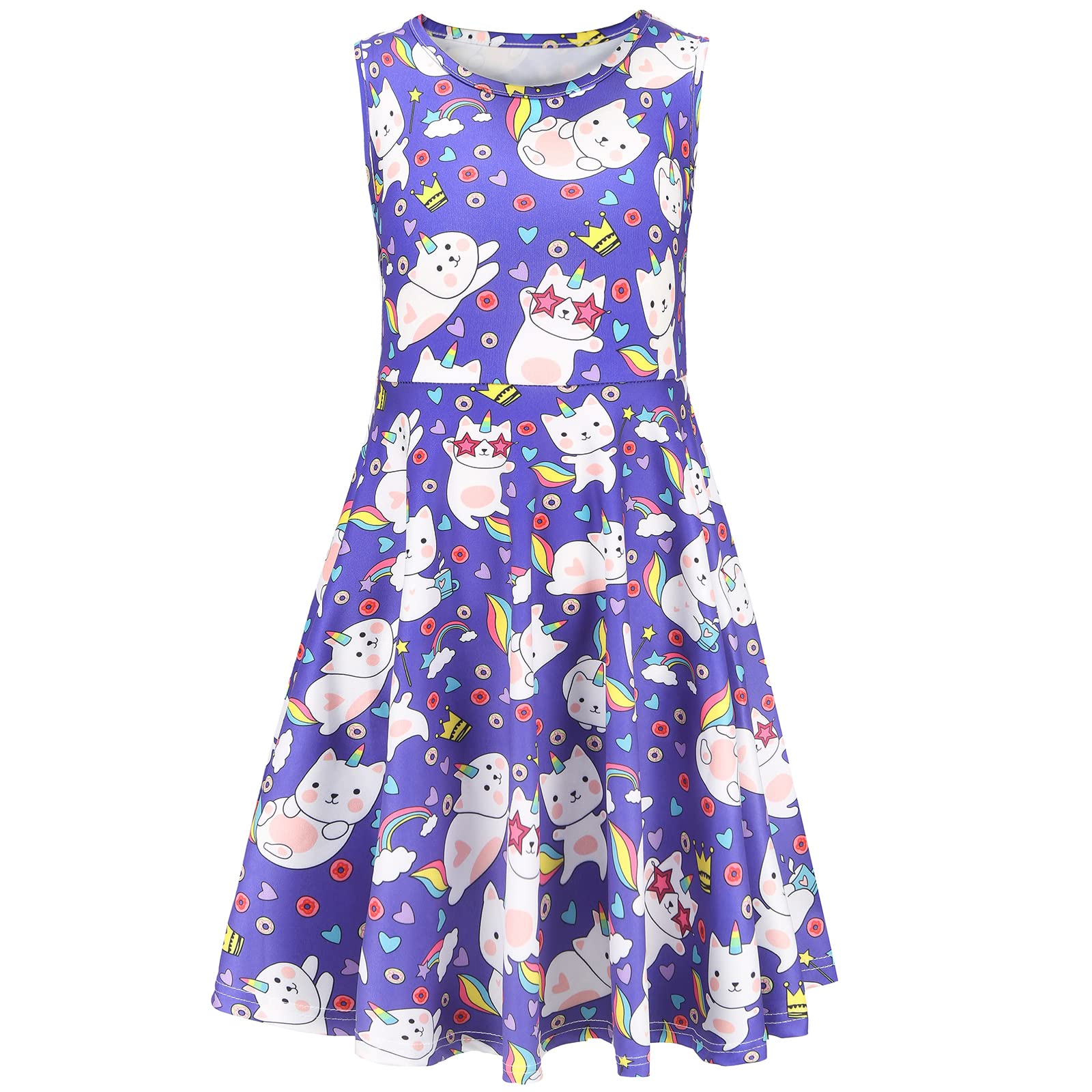 Haydendear Girls Dresses Summer Dresses Casual Sleeveless Twirl Dress Girls Sundress for Home Party Beach Size 4-13 Years