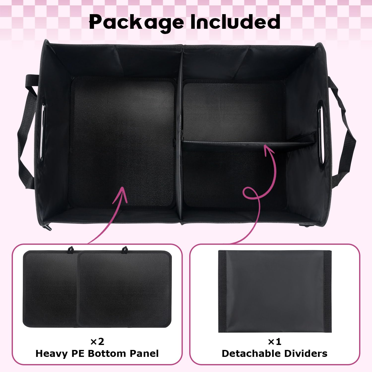 Car Trunk Organizer 72L Large Capacity Waterproof Auto Storage Organizer with Non-Slip Bottom Strips Collapsible Cargo Organizer for — view 7