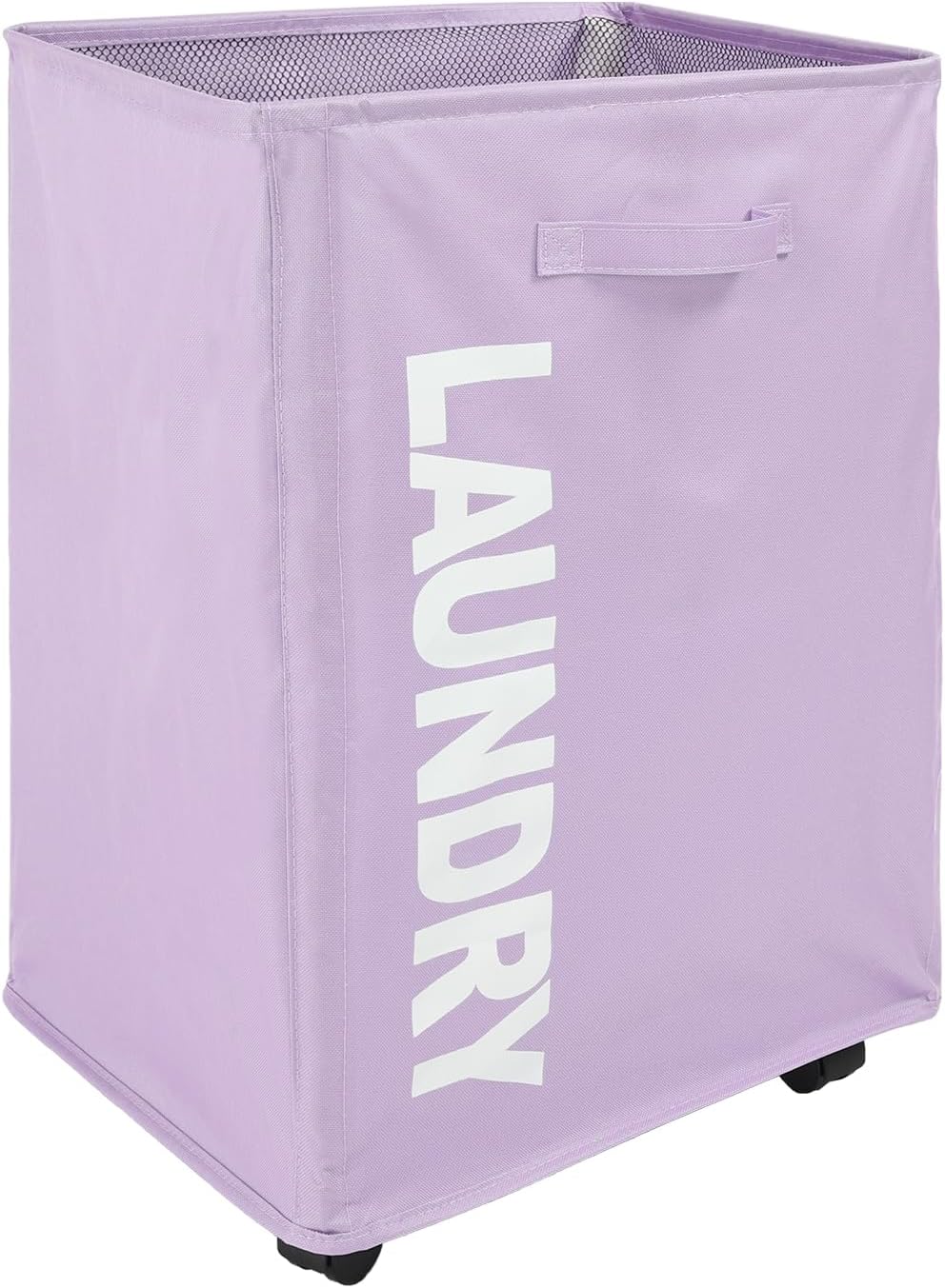 Surblue Cesta para la ropa sucia delgada con ruedas, cesta plegable para la ropa sucia con asa, contenedores de almacenamiento en las esquinas del