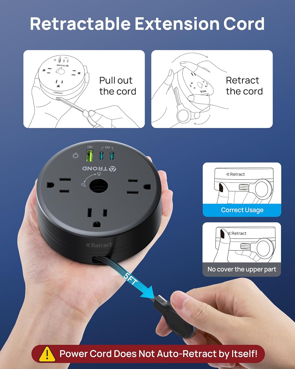 714axD-Q2TL._AC_SL1500_ TROND Headphone Stand with PD 20W USB C Charger, RGB Gaming Headset Holder with 3 AC Outlets Extension, 5ft Retractable Power Strip Suitable for Gamer Desktop Table Game Earphone Accessories Gift