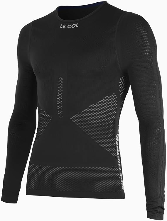 LE COL Unisex Pro Mesh Long Sleeve Base Layer | Breathable Cycling Undershirt | Light, Quick Dry, Snug Fit | SM/LXL