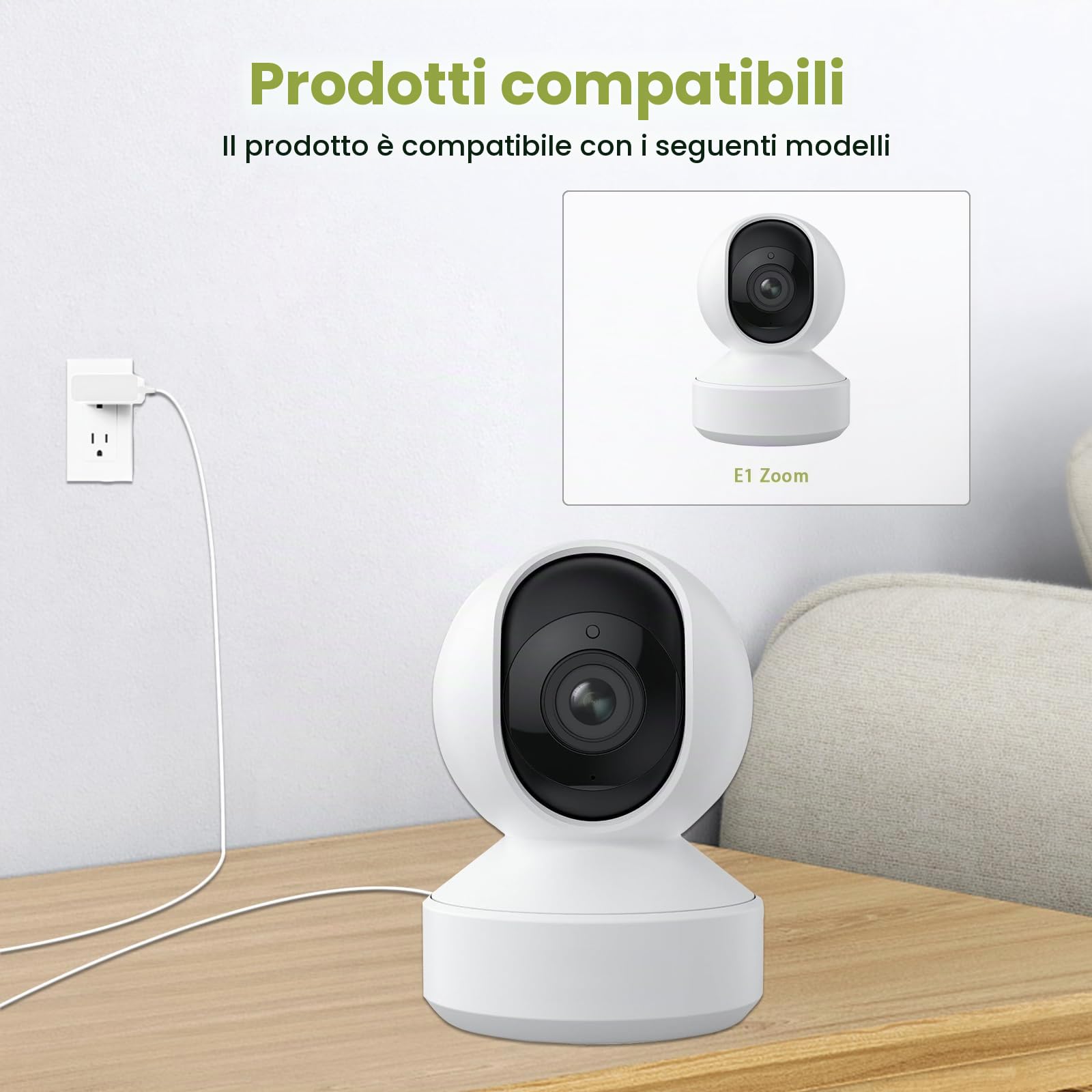 Caricatore per fotocamera WiFi, per interni, compatibile con Reolink 4K, telecamera interna E1, zoom