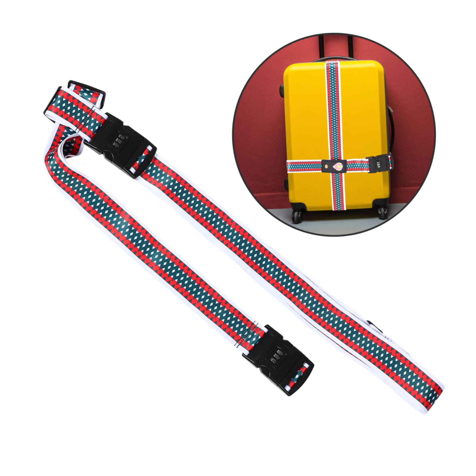 4 Stück Verstellbarer Koffergurt mit Doppel Zahlenschloss Robustes Polyester Kreuz Packing Band mit Niedlichem Cartoon Gepäckschutz für Reisen Geschäftsreisen und Urlaub