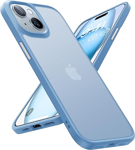 Miniatura 10 de TORRAS Funda transparente con diseño de diamante para iPhone 15 nunca amarilla grado militar anticaídas parte trasera de policarbonato duro,