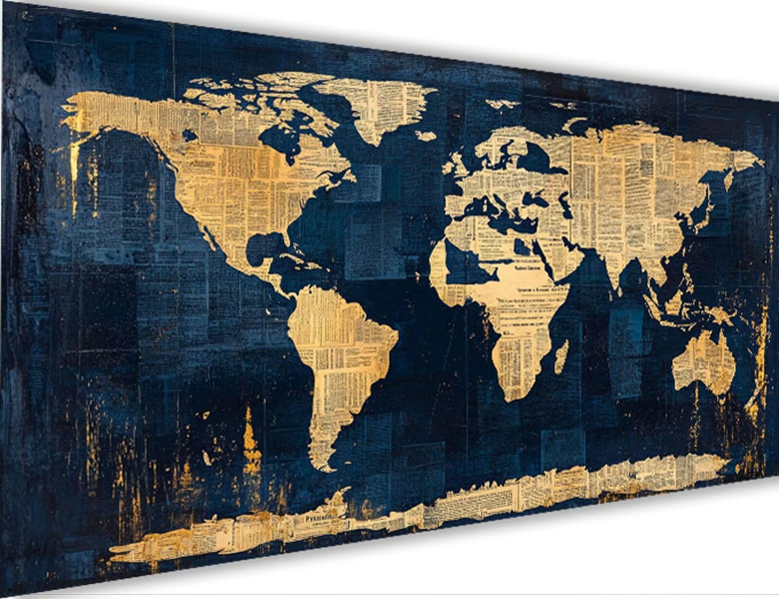 Malen Nach Zahlen Weltkarte,Karte Malen Nach Zahlen Erwachsene mit Rahmen 100x200cm,Paint by Numbers ab 5-10 Jahre Mädchen Geschenke,DIY Ölgemälde Set mit Pinseln Acryl,Wanddeko Wohnzimme LE-1371