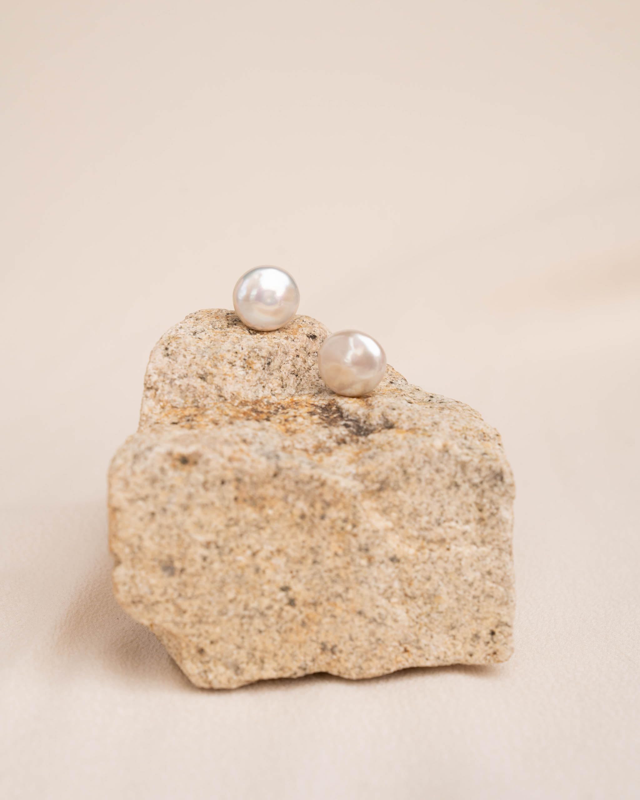 Perlenohrringe Damen Süßwasser Zuchtperle - Münzform - Secret & You - Perle Ohrstecker 925 Sterling Silber - Erhältlich in 11-12 mm, 12-13 mm und 13-14 mm