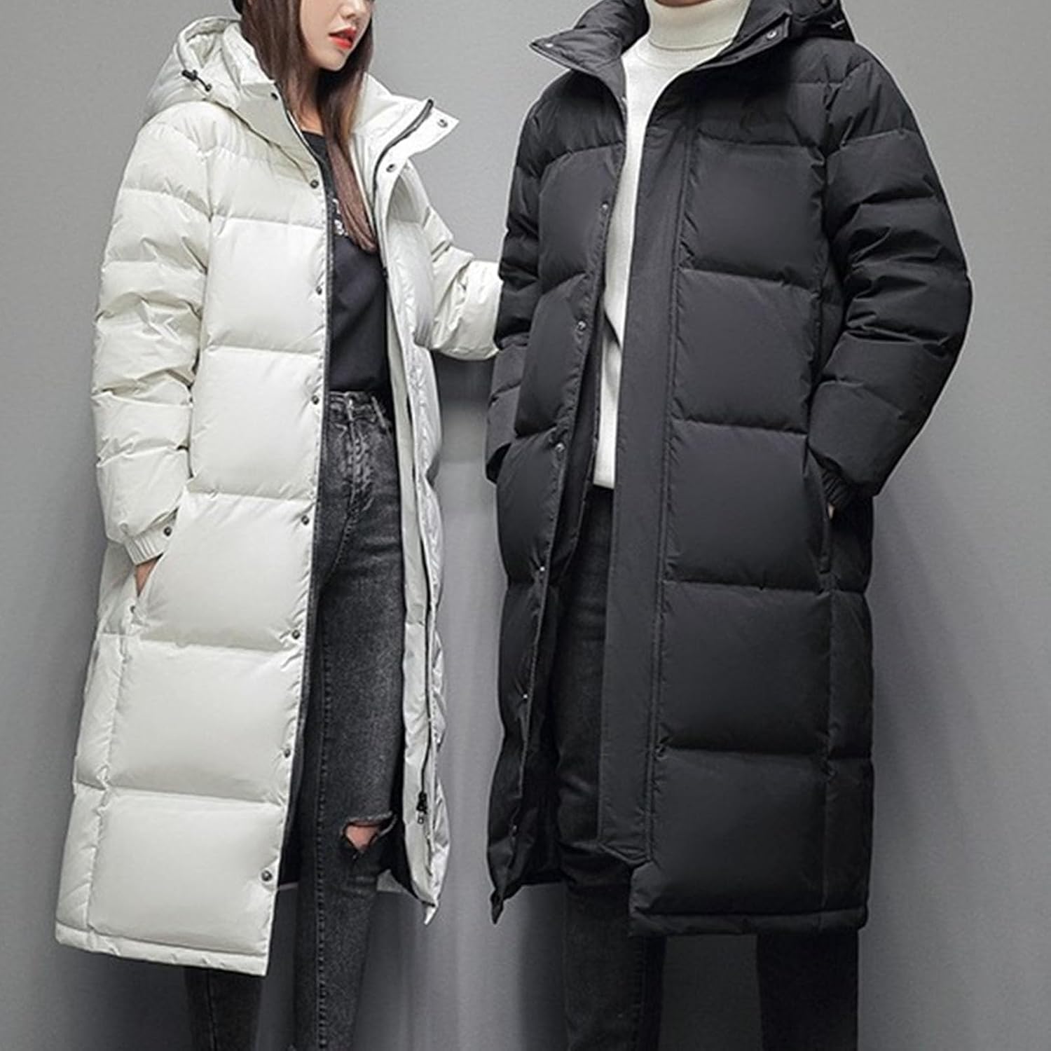 Maiyifu-GJ Men's Hooded Long Puffer Jacket Windproof Thicken Warm Winter Coats Quilted Down Coat Parka Outerwear